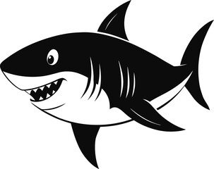 Obraz premium Cartoon shark illustration isolated on white background