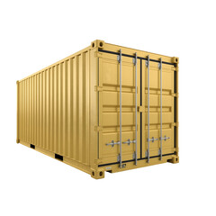 Yellow Shipping Container Isolated on Transparent – Freight Transport, Cargo Box, Logistics Concept