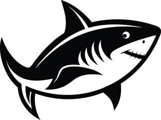 Fototapeta premium Stylized black and white shark illustration isolated on white background