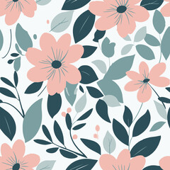 Seamless Boho Floral Pattern &ndash; Hand Drawn Botanical Flowers in Soft Pastel Colors.