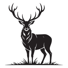 Majestic Deer Silhouette with Antlers — Wildlife Vector Art