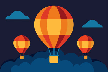 Fototapeta premium Sunset Light Behind Hot Air Balloons In Sky