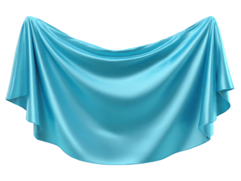 Draped blue fabric artistry studio image capture indoor aesthetic. Isolated on transparent background, png.
