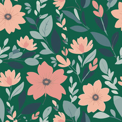 Seamless Boho Floral Pattern &ndash; Hand Drawn Botanical Flowers in Soft Pastel Colors.