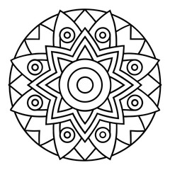 Circular Mandala with Repeating Chevron Shapes Coloring Page