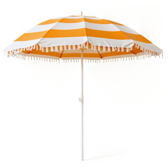 Striped beach umbrella isolated on transparent background