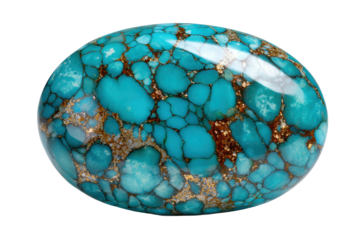 Unique turquoise gemstone display natural setting photography close-up. Isolated on transparent background, png.