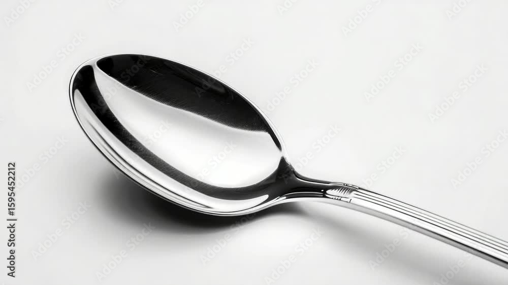 Aufkleber a close-up view of a spoon on a table with a simple, clean background
