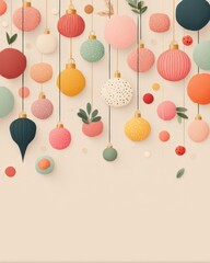 Subtle festive office background Festive in Business Colorful Hanging Decorations with Varied Shapes and Soft Pastel and Bright Colors