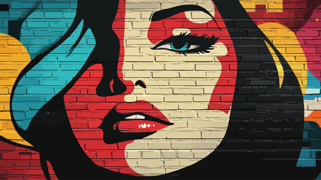 Vibrant Street Art Wall with Urban Culture Portrait - Graffiti Art