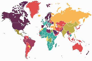 Fototapeta premium watercolor map of the world,hyper detailed,vibrant colors,high contrast,intricate,watercolor textures,digital art