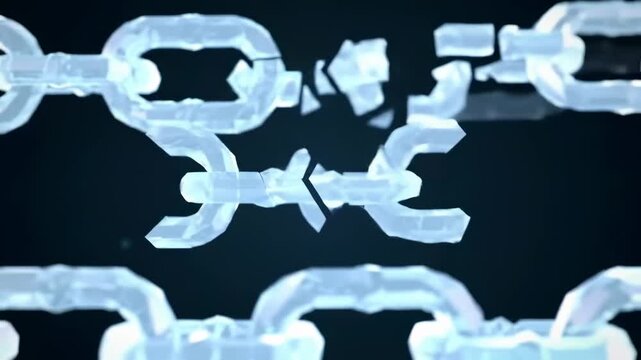 Abstract illustration of a breaking chain against dark background