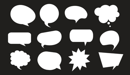 Speech bubbles, clouds, baloons. Talking, speaking, chatting, screaming, laughing, thinking, dreaming bubbles
