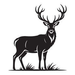 Obraz premium Majestic Elk Silhouette with Spreading Antlers – Wildlife Vector Illustration.
