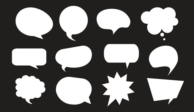 Speech bubbles, clouds, baloons. Talking, speaking, chatting, screaming, laughing, thinking, dreaming bubbles