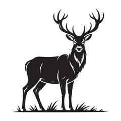 Fototapeta premium Majestic Elk Silhouette with Spreading Antlers – Wildlife Vector Illustration.