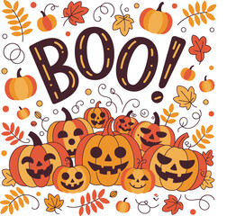 Spooky halloween typography design with boo and festive vibes