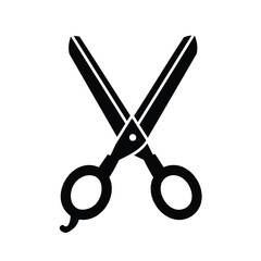 Black Silhouette of Open Scissors on White Background A Simple Graphic Element for Various Design Projects