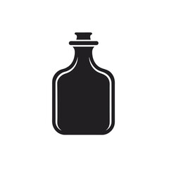 Glass bottle silhouette icon on white background