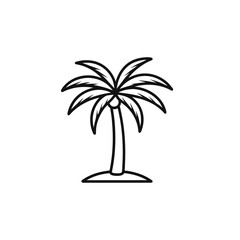 Palm tree outline icon on white background
