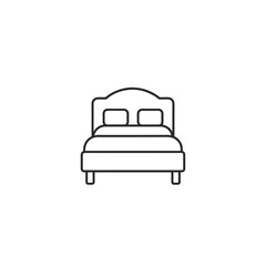 Simple bed outline icon on white background