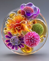 Creative depiction of microbial organisms in dish high resolution picture