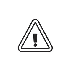 Warning outline icon with red alert symbol on white background