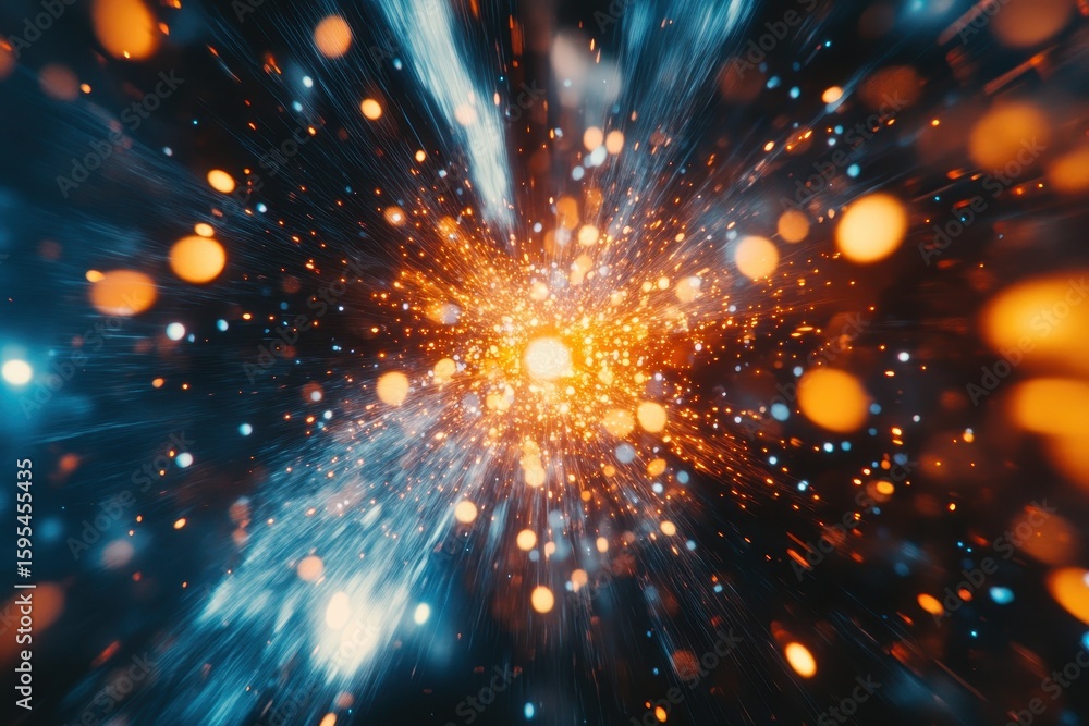 Poster exciting interaction of proton, neutron, and electron particles in a dynamic visual representation o