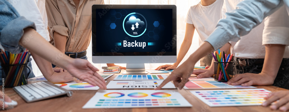 Aufkleber backup storage data internet technology business concept. database storage cloud technology file dat