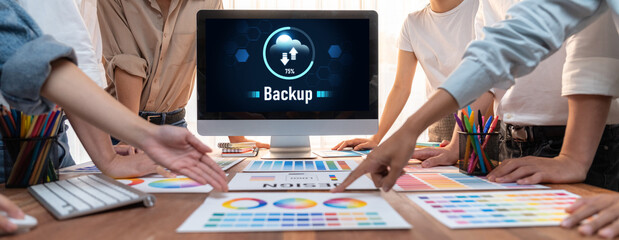 Backup Storage Data Internet Technology Business concept. Database storage cloud technology file...