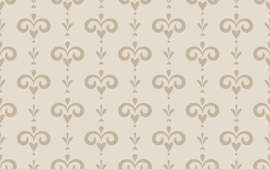 sophisticated pattern of fleur-de-lis motifs. Ornate classic damask background for use in interior design, wallpaper, fabric, invitations, cards