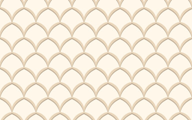 Classic fish scale seamless pattern. Beige trellis minimalist background in oriental style for wallpaper, upholstery, design
