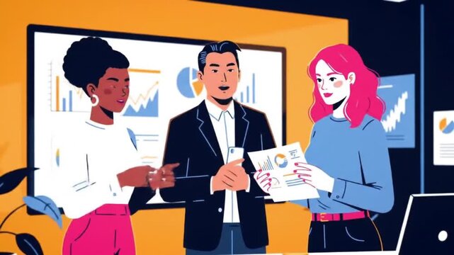 Business women anda man in working