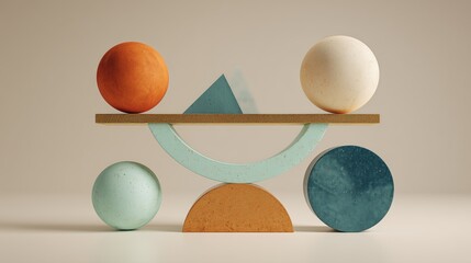 editorial 3d abstract composition with trendy balance and negative space