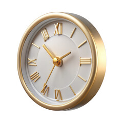  Classic Roman Wall Clock with Gold Accents isolated on transparent background Remove png