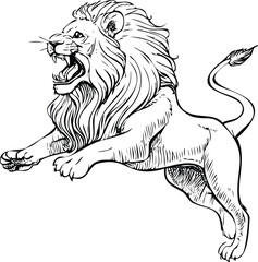 Fototapeta premium Powerful Lion Attack Stance Illustration