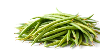 Fototapeta premium Fresh Organic Green Beans Isolated on White Background – High-Resolution Vegetable Image for Healthy Food and Cooking Concepts