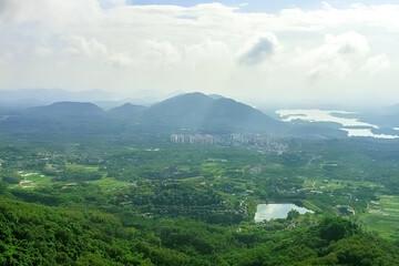 View of the beautiful jungle depths of Yanoda Park on Hainan Island, China.