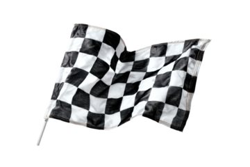 Race flag waving motorsport event race track competitive environment. Isolated on transparent background, png.