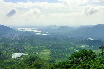 View of the beautiful jungle depths of Yanoda Park on Hainan Island, China.