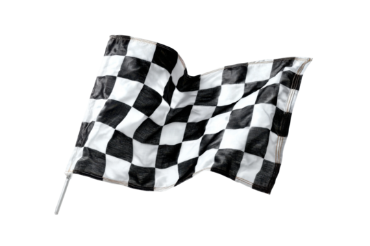 Race flag waving motorsport event race track competitive environment. Isolated on transparent background, png.