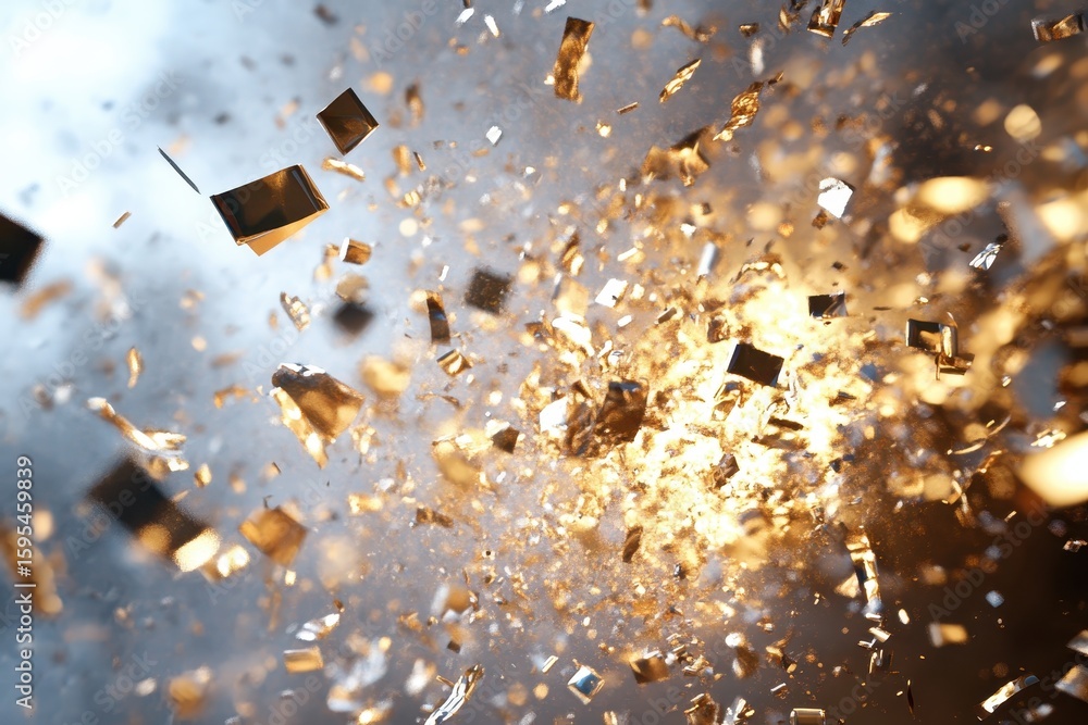 Aufkleber exploding confetti bursts create a festive atmosphere during a celebration event, 3d of exploding co