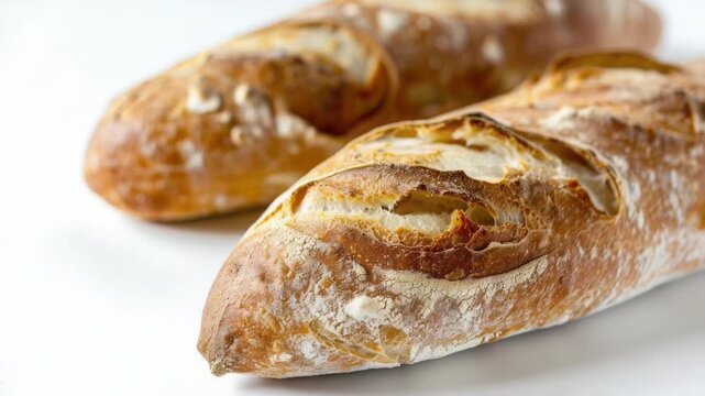 A close-up shot of a loaf of bread sitting on a table, perfect for use in food or interior design concepts