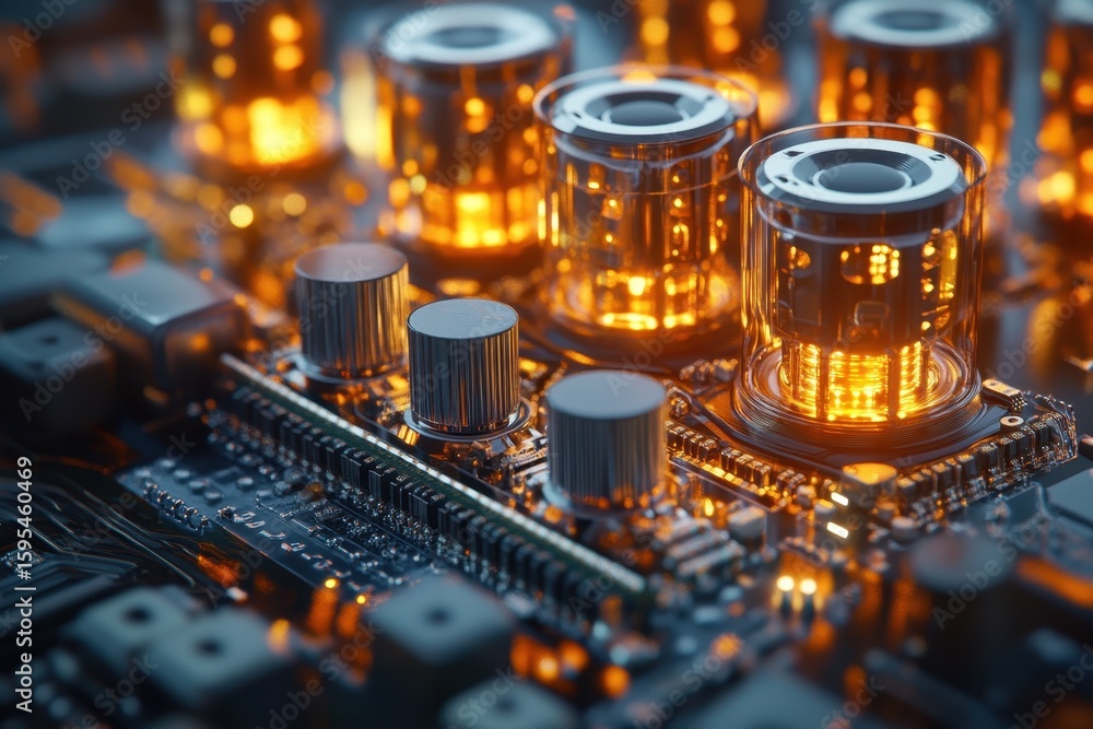 Poster exploration of multi-core processing technology with vibrant cgi visualization, abstract multi core 