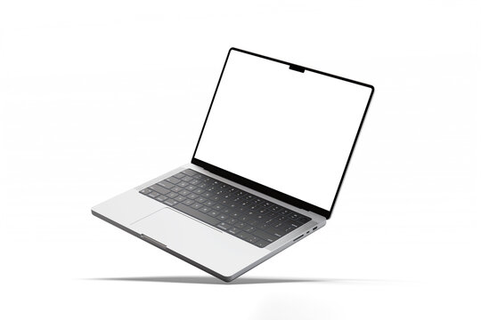 clean and realistic laptop device pro with 14 inch lcd screen display realistic mockup isolated 3d rendering in perspective view