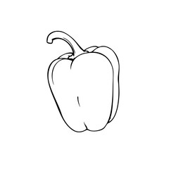 Simple line sketch of a bell pepper  