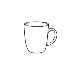 Simple line sketch of a coffee mug on a white background  