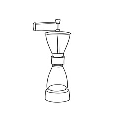 Simple line sketch of a coffee grinder in minimalist style  