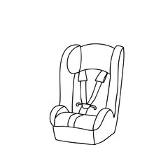 Simple line sketch of a child car seat design  