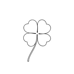 Simple line sketch of a clover leaf on a white background  